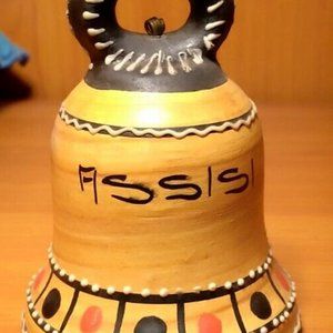 FIMA DERUTA BELL Ceramic Italian Pottery "ASSISI" HAND PAINTED HANDMADE GENUINE